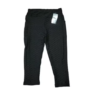 Honeycomb Scrunch Butt Black Leggings Womens Size Large High Rise Yoga Gym - Picture 1 of 5