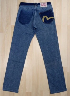 Pantalones de mezclilla EVISU vintage para mujer de dos tonos azules W27" L30" hechos en ITALIA Foto 1 de 4