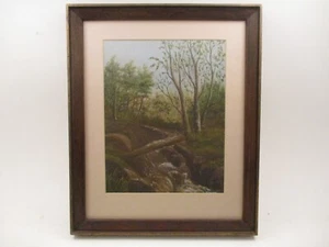 Antique 1912 Original Oil Painting Summer Landscape Forest Creek River - Picture 1 of 8