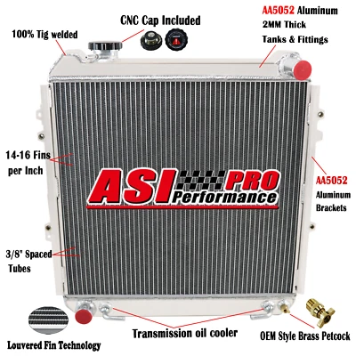 4 Row Aluminum Radiator For 1989-1995 Toyota 4Runner 1988-1995 Pickup 3.0L V6 AT - Image 1 of 4