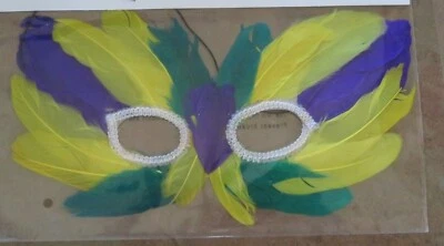 Feather mardi gras mask, 3 styles,one size fits all,eye mask,party,Halloween - Image 1 of 4