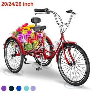 MOONCOOL Adult Tricycle Trike 7Speed 20/24/26" 3-Wheel Bike w/ Basket for Senior - Picture 1 of 30