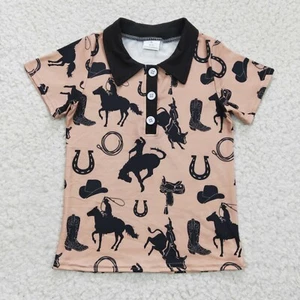 Toddler Baby Boys Rodeo Short Sleeve Polo Shirt Top - Picture 1 of 14