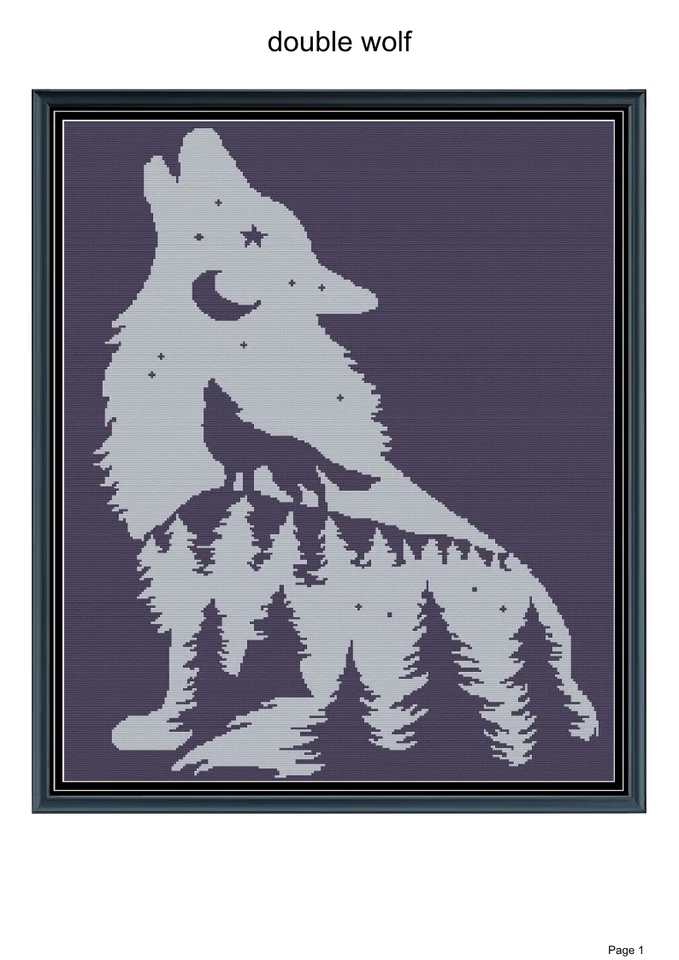 Double wolf blanket pattern,60x72", written and graph included - Image 1 of 1