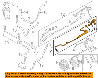 Mangueira de pressão de direção hidráulica Ford OEM 11-16 F-350 Super Duty BC3Z3A719P - Imagem 1 de 2
