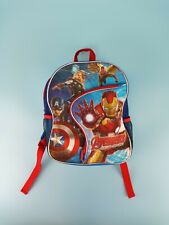 Avengers Small 12" Toddler Book Bag Back Pack Zip Closure w/ Pocket Red Blue