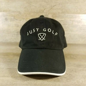 Just Golf Embroidered Adult Baseball Cap Hat Light Tan Strapback Adjustable Blk - Picture 1 of 8