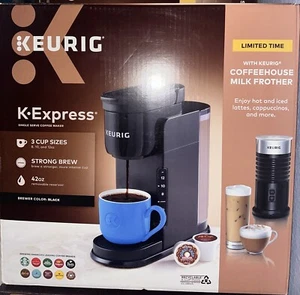 NEW Keurig  K-Express Single Serve Coffee Maker and Coffeehouse Milk Frother BLK - Picture 1 of 1
