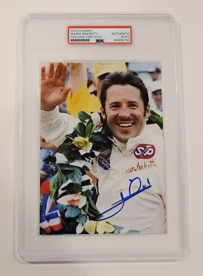 MARIO ANDRETTI Signed 5x7 In Photo-Racing Legend-Hall of Fame-PSA Slabbed - Image 1 of 4