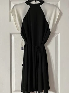 Aqua black/white Small Women’s short dress Short Sleeve New $88 - Picture 1 of 9