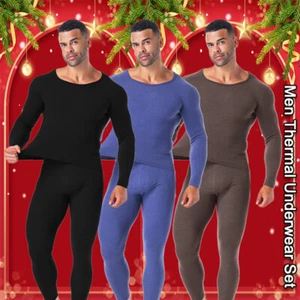Conjunto de ropa interior térmica para hombre capa base forrada de lana clima frío superior e inferior - Imagen 1 de 26