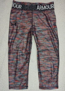 Girls Youth Under Armour Heat Gear Multi-Color Capri Compression Leggings YL - Picture 1 of 3