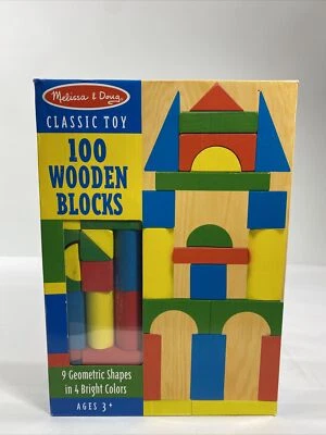 100 Piece Melissa & Doug Wooden Building Blocks, Classic Toy Set New          B4 - Image 1 of 3