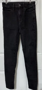 American Eagle Sz 4 Short Highest Rise Jeggings Stretch Black - Picture 1 of 10
