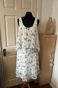 Marks And Spencer Dress Size 12 Midi Chiffon Occasion Sleeveless Evening Holiday - Picture 1 of 10