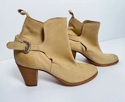 Laura Bellariva Leather Ankle Boots Womens 40 9.5 Buckle Stacked Heel Cowgirl - Image 1 of 4