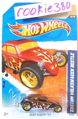2011 Hot Wheels #99 HEAT FLEET * CUSTOM VOLKSWAGEN BEETLE * vw MF BURGUNDY bIn - Image 1 of 2