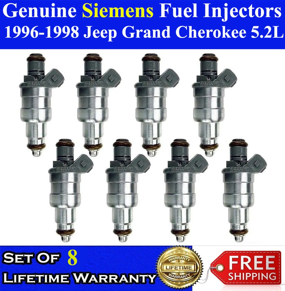 8 Genuine Siemens Fuel Injectors For 1996-1998 Jeep Grand Cherokee 5.2L Foto 1 de 1