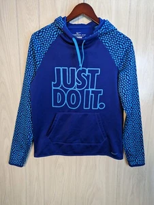 Nike Logo Therma DRI-FIT Pullover Hoodie Hood Small Blue Circle Bubble Just do - Picture 1 of 7