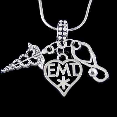 ~EMT Regalos de Graduación Paramédico Médico Tecnología Médica Estetoscopio Collar Caduceo Foto 1 de 4
