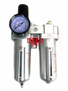 1/2" Compressed Air Moisture Filter Regulator Oiler Separator Lubricator Combo - Picture 1 of 6