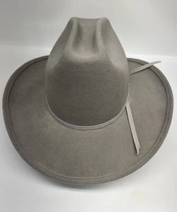MHT Westerns Cowboy Cattleman Hat 100% Wool Size Large Light Grey USA Made - Picture 1 of 10