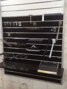 Black slatwall sheets with aluminium inserts 1200mm x 1200mm x 18mm - Picture 1 of 1