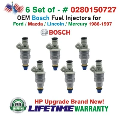 NEW Bosch OEM x6 HP Upgrade Fuel Injectors for 86-97 MERCURY/FORD/LINCOLN/MAZDA - Image 1 of 4