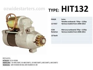 Yamaha / Mercury starter motor suits 75hp-115hp models from 2000-2012 - Picture 1 of 4