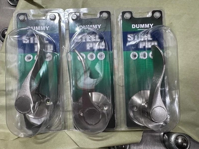 Упаковка из 3 матовых никелевых одинарных фиктивных дверных ручек волновой рычаг для левой двери - Изображение 1 из 4