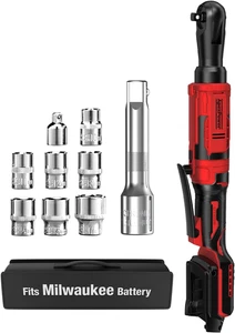 Llave de trinquete inalámbrica de 1/2 pulgada, para batería Milwaukee M18, 88 ft-lbs, 0-400 rpm, - Imagen 1 de 11