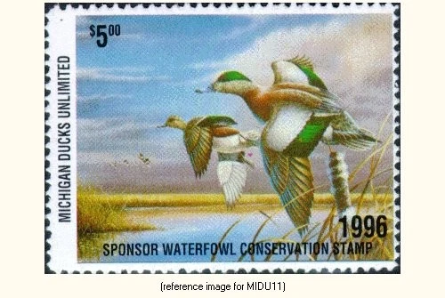 HALFPRICESOCIETY Michigan Ducks Unlimited 1996 $5.00 Stamp (widgeon) - Image 1 of 1