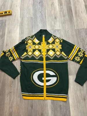 Chaqueta Suéter Navidad Cremallera Green Bay Packers Auténtica Ropa Equipo NFL Talla L Foto 1 de 3