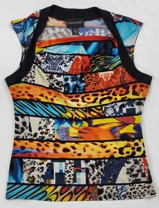 Pullover multicolor sin mangas con diseño Frank Lyman para mujer talla 14 elástico - Imagen 1 de 10