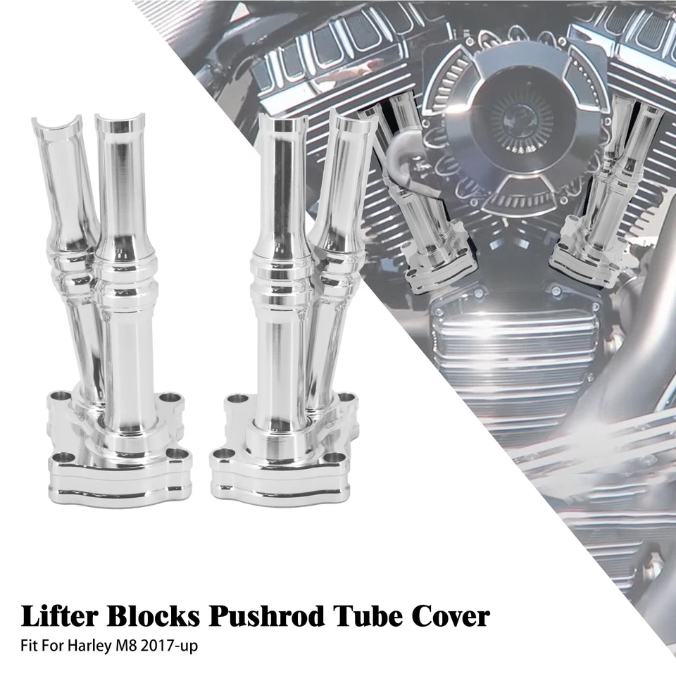 Chrome Pushrod Lifter Tappet Block Covers For Harley Touring 17-23 Softail 18+ - Image 1 of 4