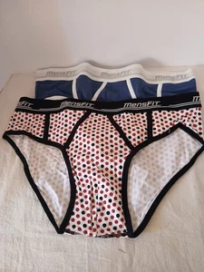 Mensfit  Briefs Sz. L, Blue, Pok-a-dot, Soft Band, NIP, 2 Pr. - Picture 1 of 2