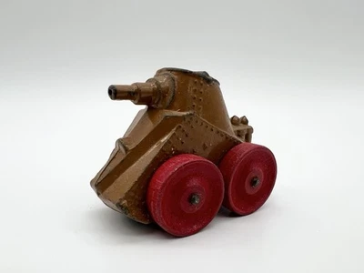 Vintage 30s Barclay Manoil Lead No. 95 Armored Tank Wooden Wheels USA Pre WWII - Image 1 of 4