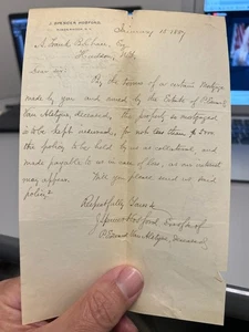 1887 J Spenser Hosford Kinderhook to Hudson NY Handwritten Note - Bild 1 von 3