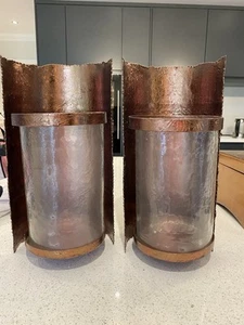 Copper Rustic Wall mounted candle holder Sconce Pair - Picture 1 of 5