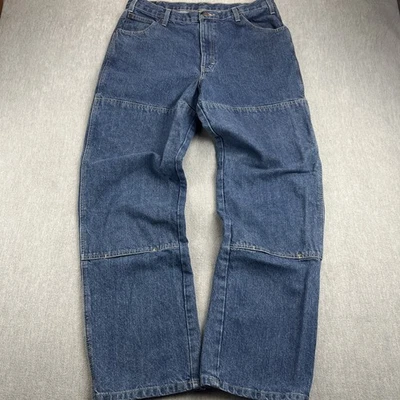 复古 Dickies 双膝牛仔裤男式 36x34* 直筒蓝色工作牛仔棉 — 第 1/4 张图片