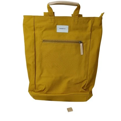 Sandqvist  Cotton And Natural Leather Yellow Backpack and Packable Bag- Preloved - Image 1 of 4