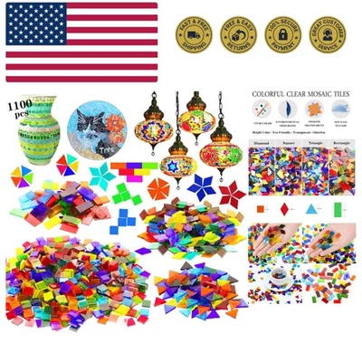 Azulejos de mosaico de 1100 piezas, azulejos de mosaico de vidrio para artesanías a granel, esmalte de mosaico manchado... Foto 1 de 4
