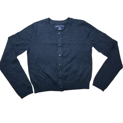 NEW Gap Kids Sz 8 Pointelle Knit Cardigan Sweater Navy Blue NWT - Image 1 of 3