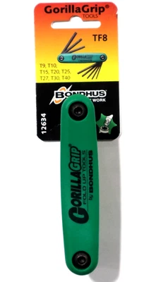 BONDHUS, T9 - T40  GORILLA GRIP TORX STAR FOLD UP WRENCH SET,    12634 - Image 1 of 4