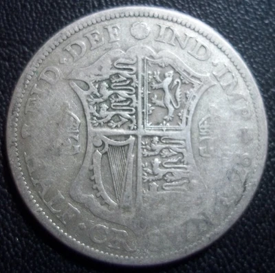 1928 - Media corona - Rey Jorge V - PLATA .50 Foto 1 de 2