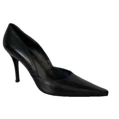 Stuart Weitzman классический насос черный кожаный носок тонкий каблук Stiletto 10 - Изображение 1 из 4