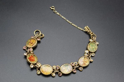 Brazalete Maximal Art John Wind camafeo floral chapado en oro 7,25" Foto 1 de 4