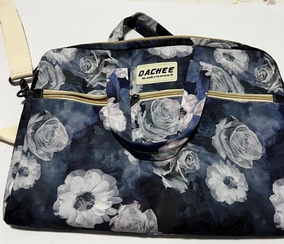 Bolso Mensajero de Hombro para Laptop Dachee Azul con Patrón Floral Impermeable Foto 1 de 3