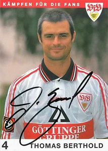 Thomas Berthold Original Autogrammkarte VfB Stuttgart - ca.11cm x 15cm - Bild 1 von 2