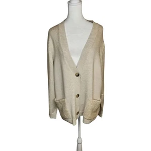 NUEVO J Jill Cárdigan holgado cuello en V con bolsillos Boucle Beige Talla XL - Imagen 1 de 8